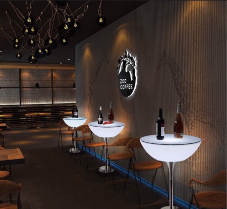 Стол светящийся круглый на металическом основании 80х80х110 Стол светящийся круглый на металическом основании 80х80х110